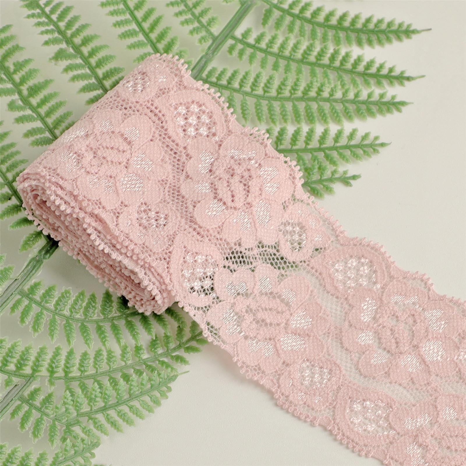Nastro In Pizzo Con Fiori Bianchi E Verde – 5 Yard (4,55 M) Per Cucito E Decorazioni Fai-da-te