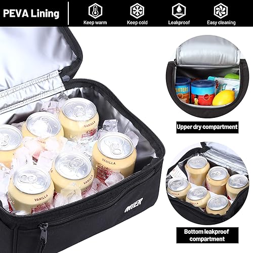 Miniatura 9 de MIER - Lonchera para adultos, con aislamiento, bolso grande refrigerante para hombres, mujeres, de doble compartimento