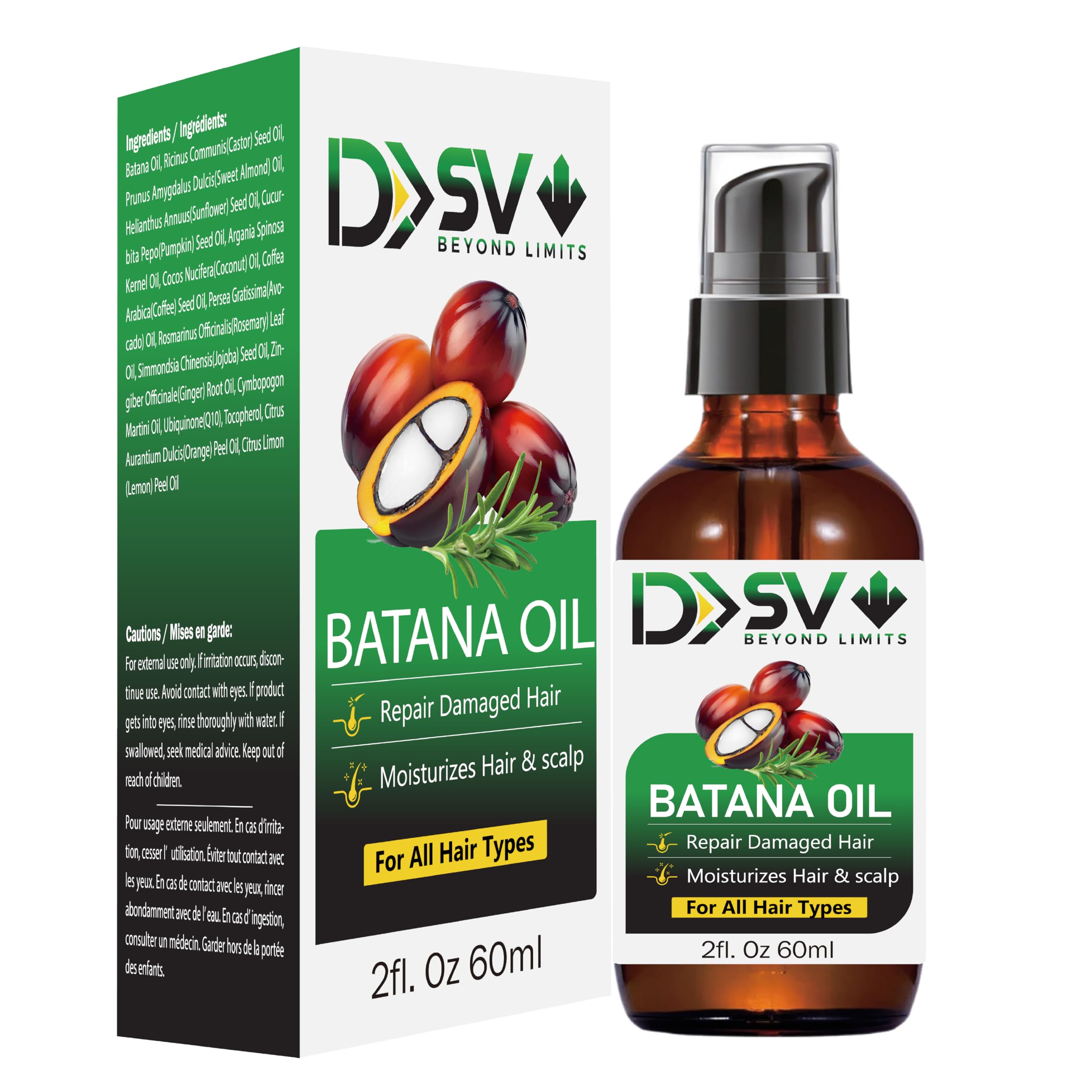 DSV Naturals Batana Oil – 100% Pure Hair & Scalp Oil with Rosemary, Argan, Castor, Jojoba & Coffee – Hydrates, Softens, Restores Shine
