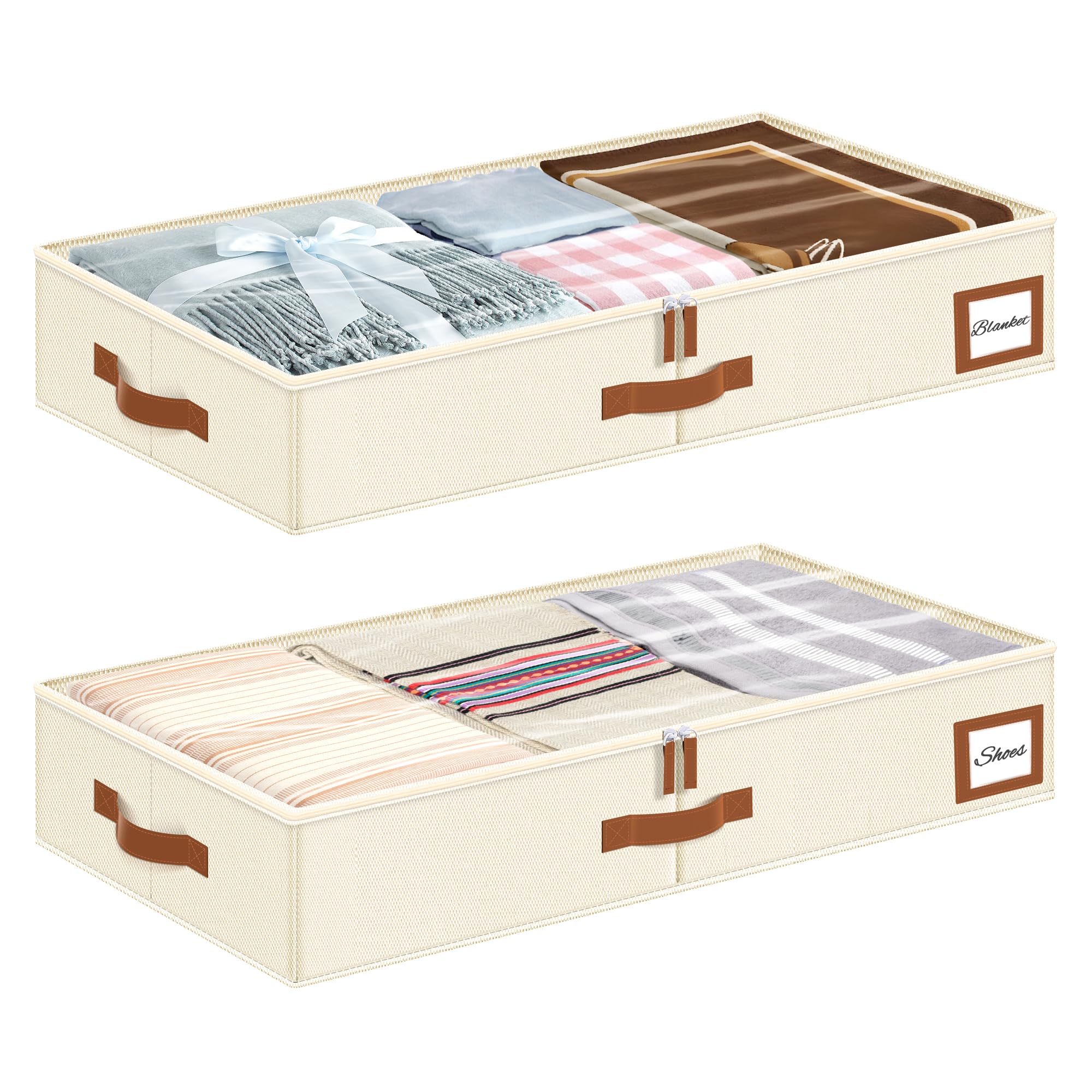 Bac de rangement pliable sous le lit pour literie et chaussures x2