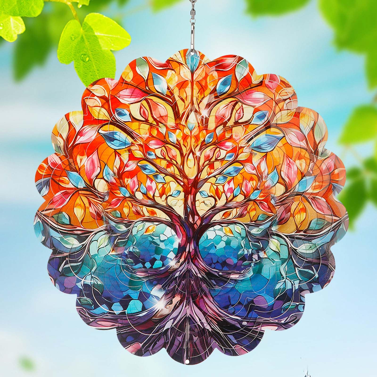 Wind Spinner-3D Stainless Steel Hanging Wind Catchers Kinetic,Hanging Ornament Outdoor Wind Spinner,12Inch Wind Spinners Outdoor Hanging for Gardens and Courtyards (Tree)