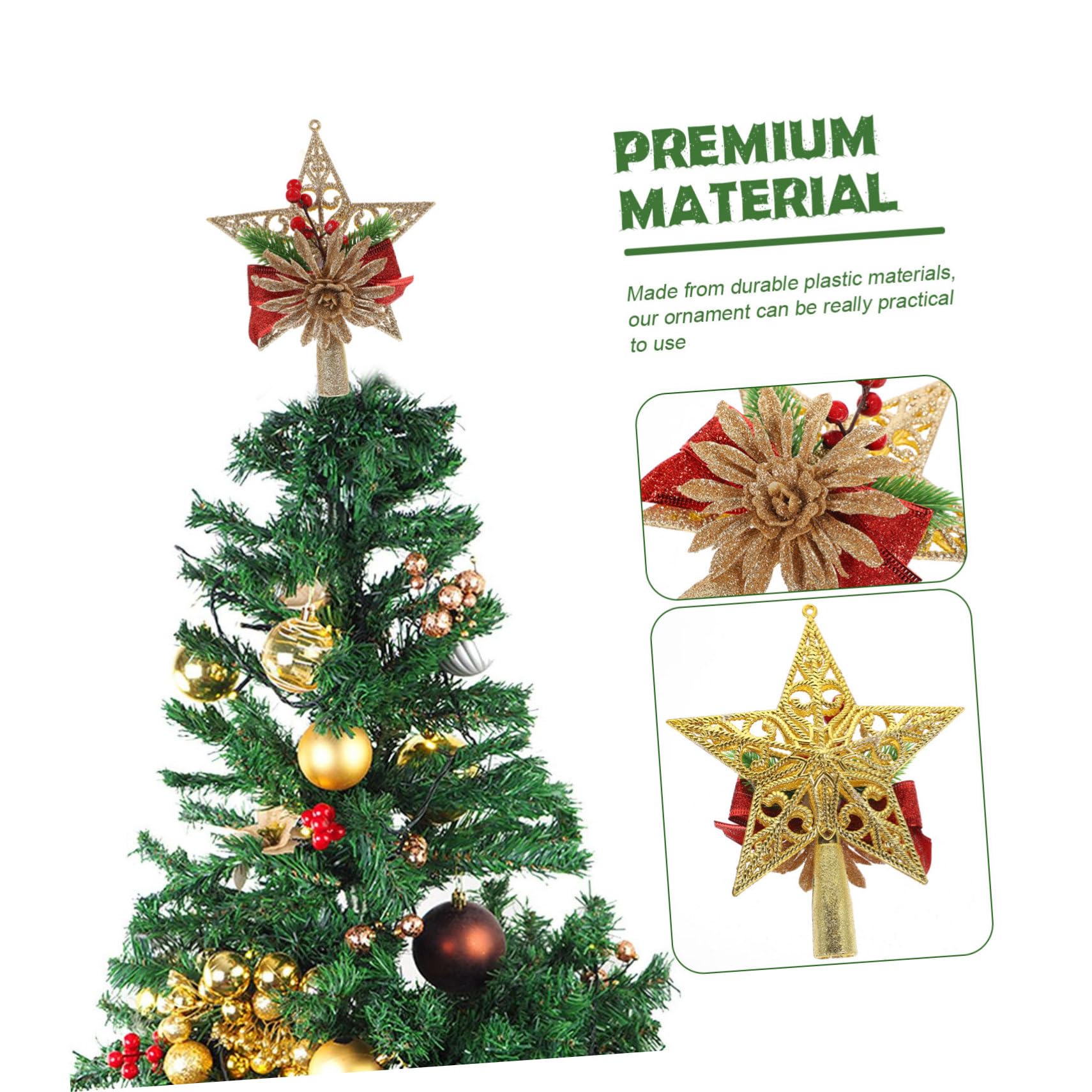 3 Stücke Galvanisierte Weihnachtsbaumspitze 5-zackiges Ornament Weihnachtsbaum Stern Für Dekorative Versorgung Zu Hause
