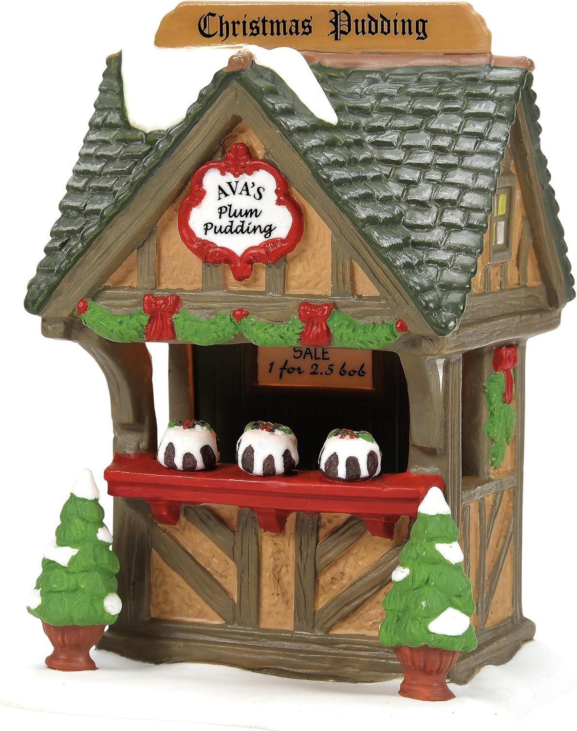 Department 56 Dickens Village Ava's Plum Pudding Stand Light Up Building, 4.5 Inch, Multicolor