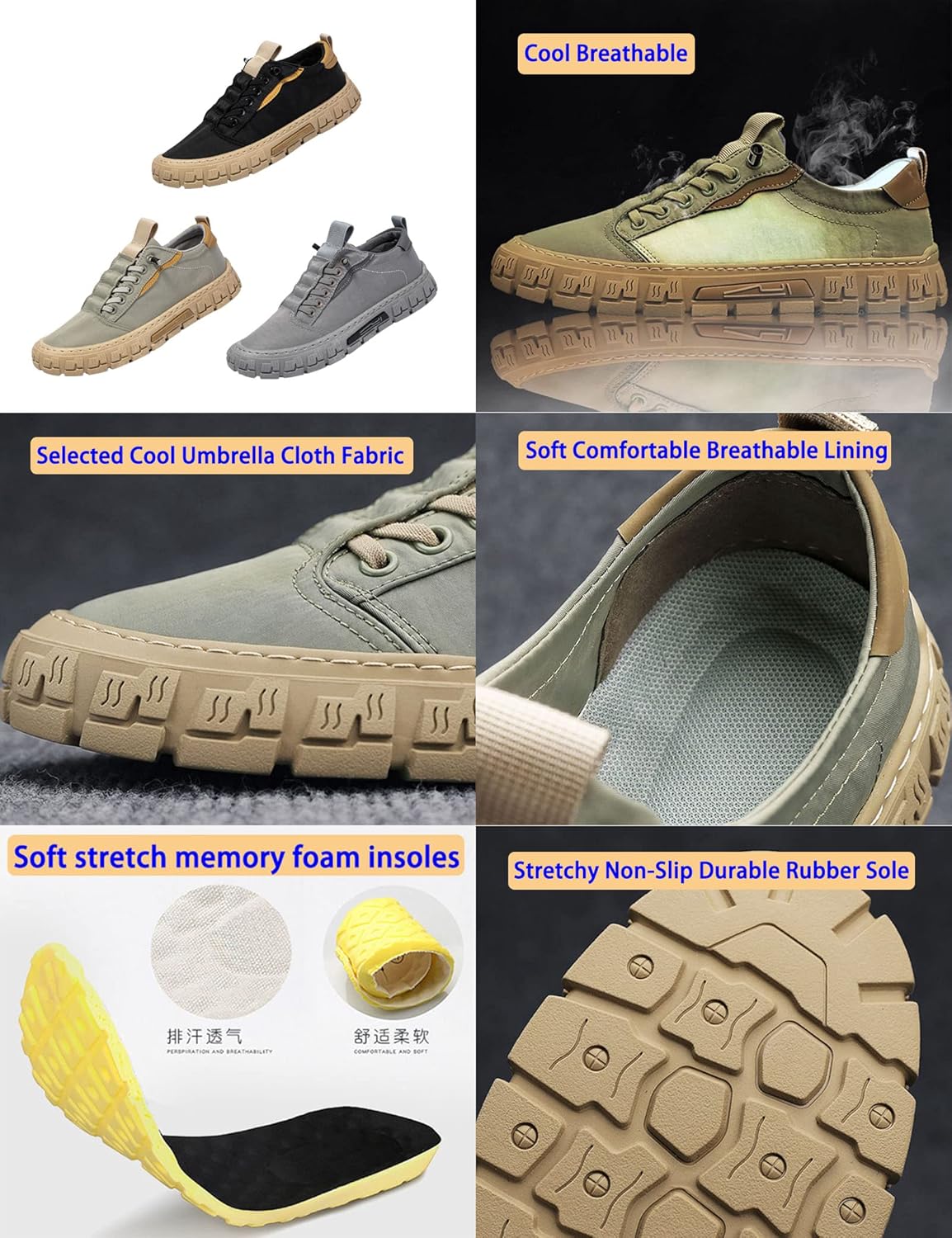 Men's Breathable Canvas Fashion Sneaker,Comfy Non-Slip Outdoor Travel Hiking Jogging Skateboarding Casual Shoes - Image 4