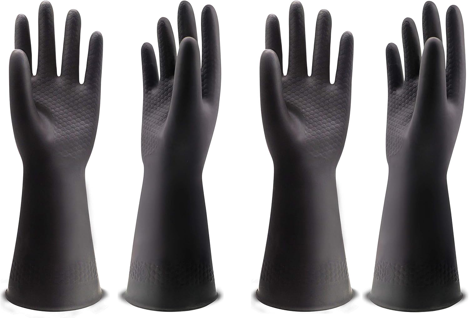 Chemical Resistant Gloves,Waterproof Work Heavy Duty Industrial Latex Gloves,12.6",Black Size Large(2 Pairs)