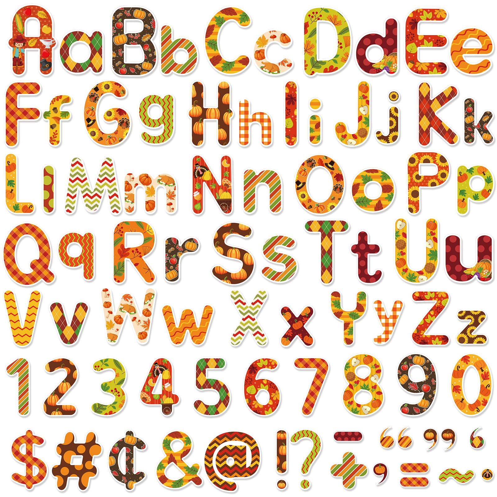Chiffres de l'alphabet de Thanksgiving Faccito pour un affichage scolaire réussi