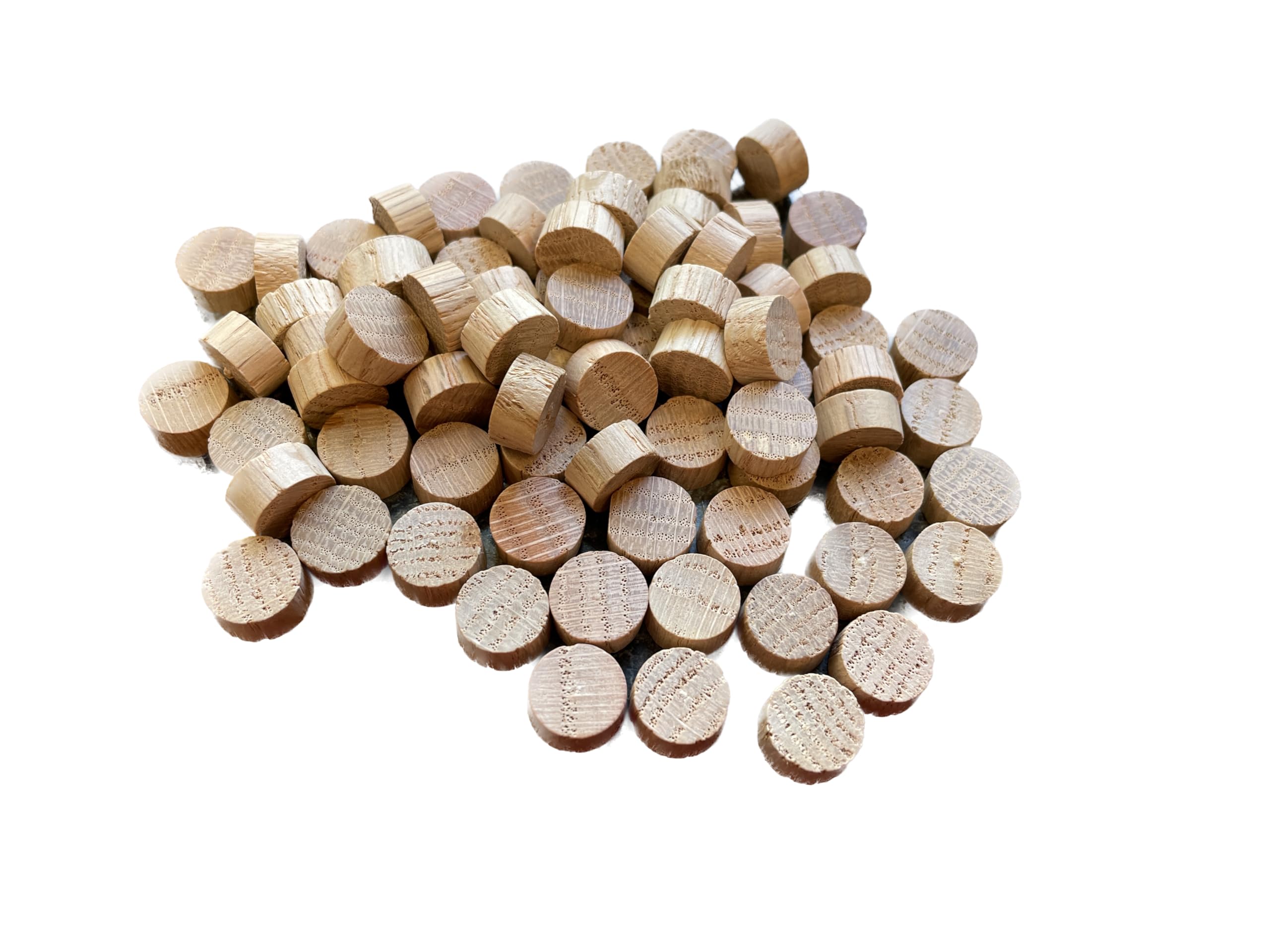 Oak Wood Plugs - 3/8 inch, Screw Hole, Flat Head (50)