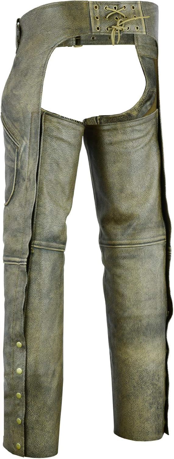 Mens Cowhide Premium Leather Elastic Fit Chaps (Large) : Automotive