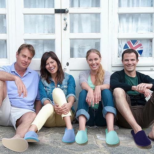 Miniatura 6 de Geyoga 12 pares de pantuflas desechables para invitados, antideslizantes, desechables, para spa, viajes, hotel, sin zapatos, hogar, novia, baño,