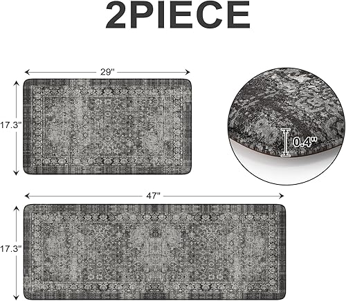 Miniatura 3 de Alfombrillas de cocina antifatiga, 2 unidades, antideslizantes, impermeables, acolchadas, ergonómicas y cómodas para oficina, lavandería, fregadero,