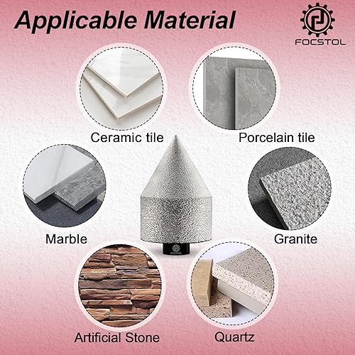 Miniatura 5 de Broca biseladora de diamante  Broca de fresado de dedo de diamante de 2 pulgadas (1.969 in) para baldosas de cerámica de porcelana, granito de