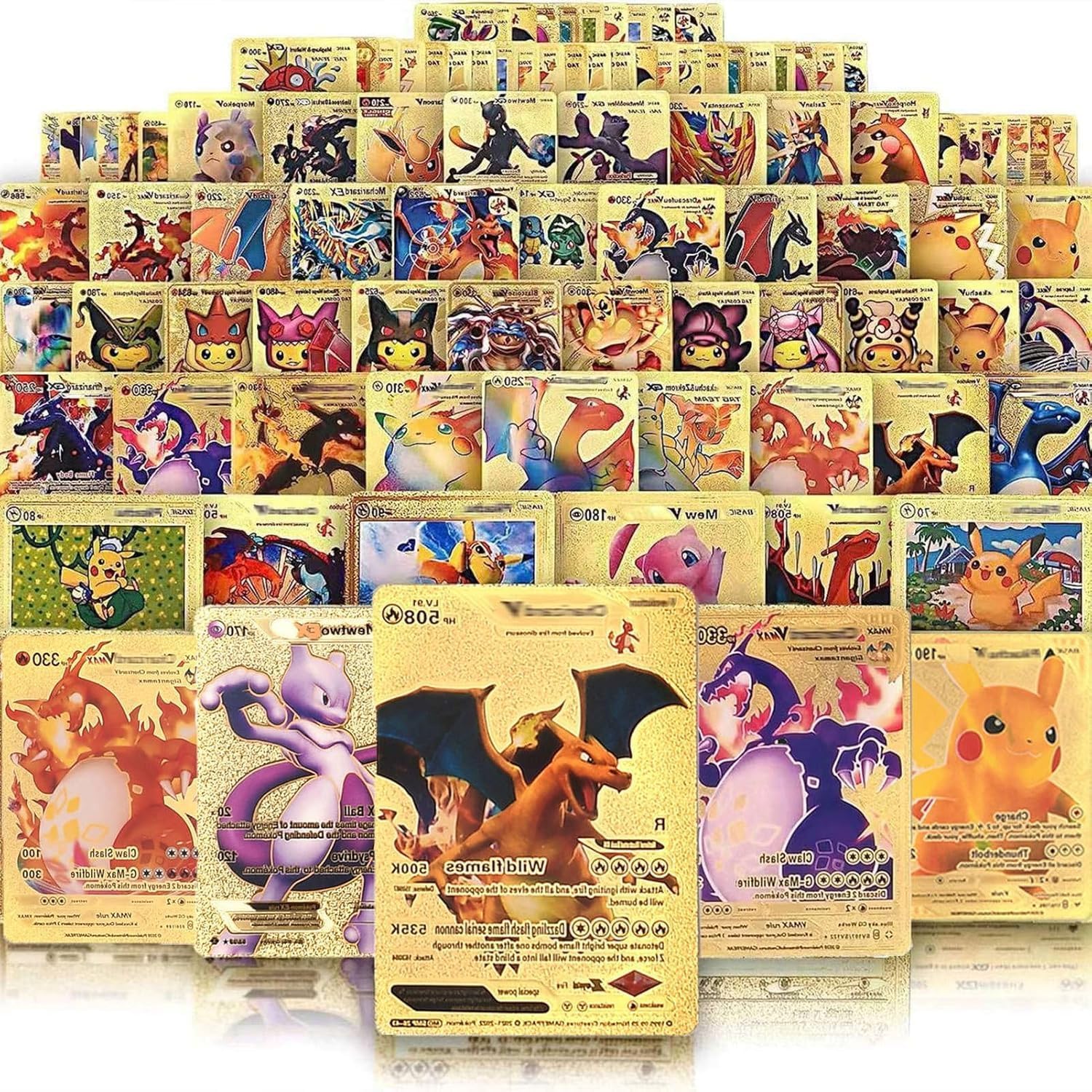 55 PCS Gold Cards Packs Rare Golden Cards Deck Box Gold Foil Card for Fans/Kids/Collectors Gifts (No Duplicates) (55 Pcs B)