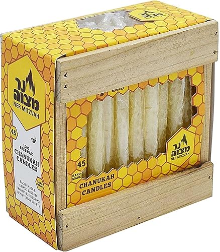Miniatura 4 de Ner Mitzvah Velas de Janucá de cera de abejas de panal – Vela de tamaño estándar que se adapta a la mayoría de menorás – Cera de abeja pura de alta