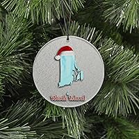 Vista 126 de Vermont Christmas Ornament - Winter Theme Featuring Snow, State Terrain Map and Santa Cap - 2025 Hanging Acrylic Disc Decoration For Tree - Unique