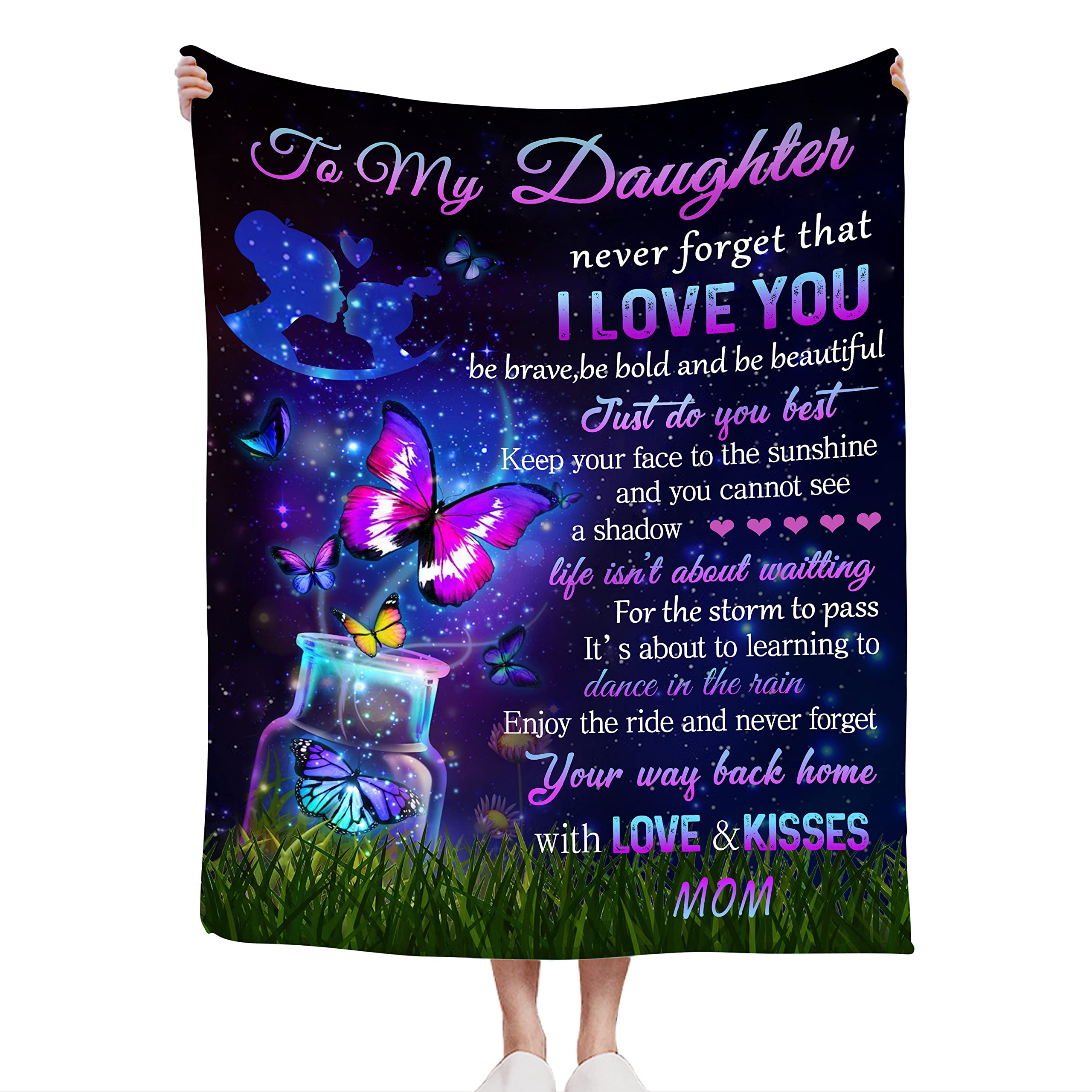 Daughter Throw Blanket Daughter Gifts from Mom, Super Soft Flannel Blanket, Comfy Plush Bed Blanket, Warm Gifts for Best Daughter