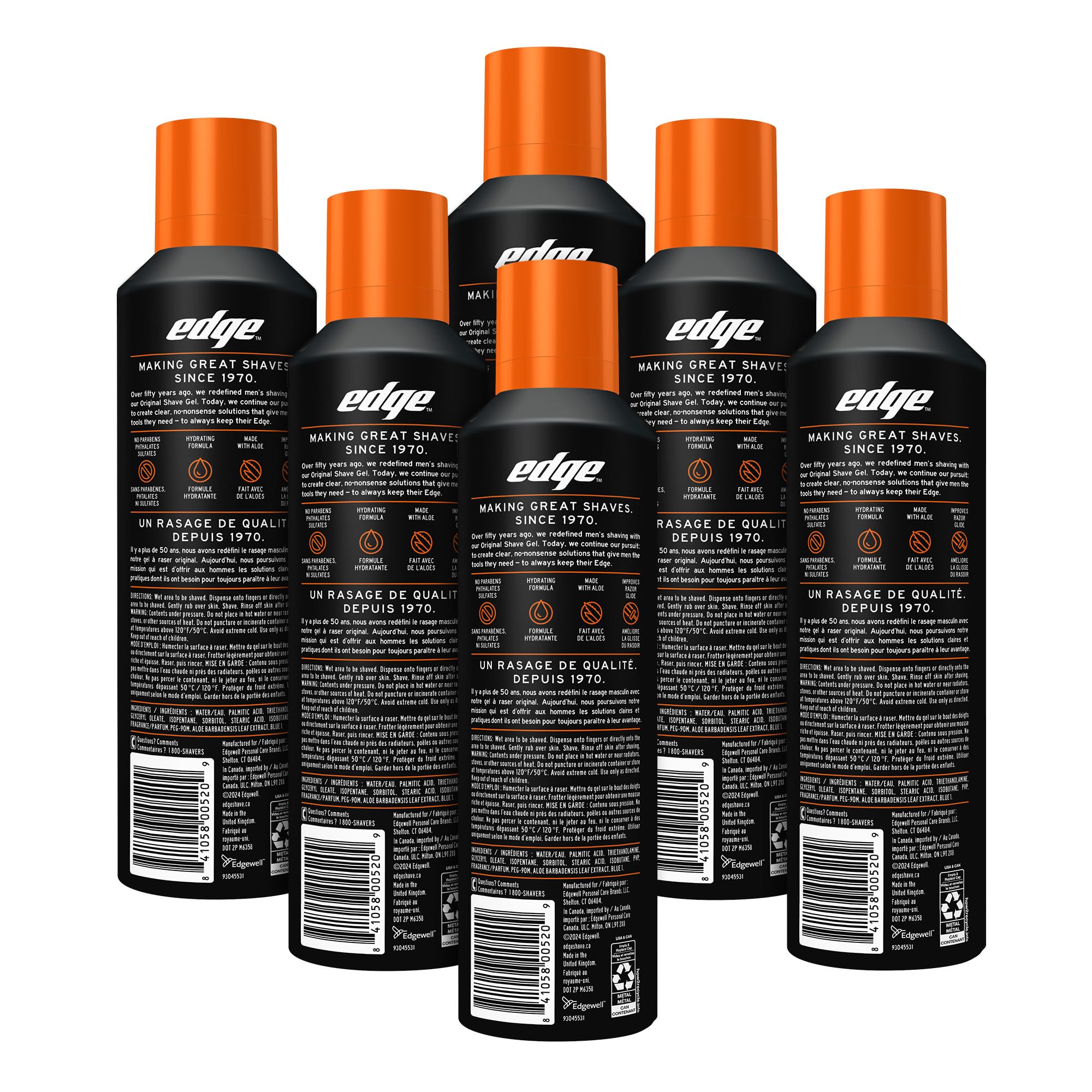 Edge Sensitive Skin gel da barba, 6 x 198g