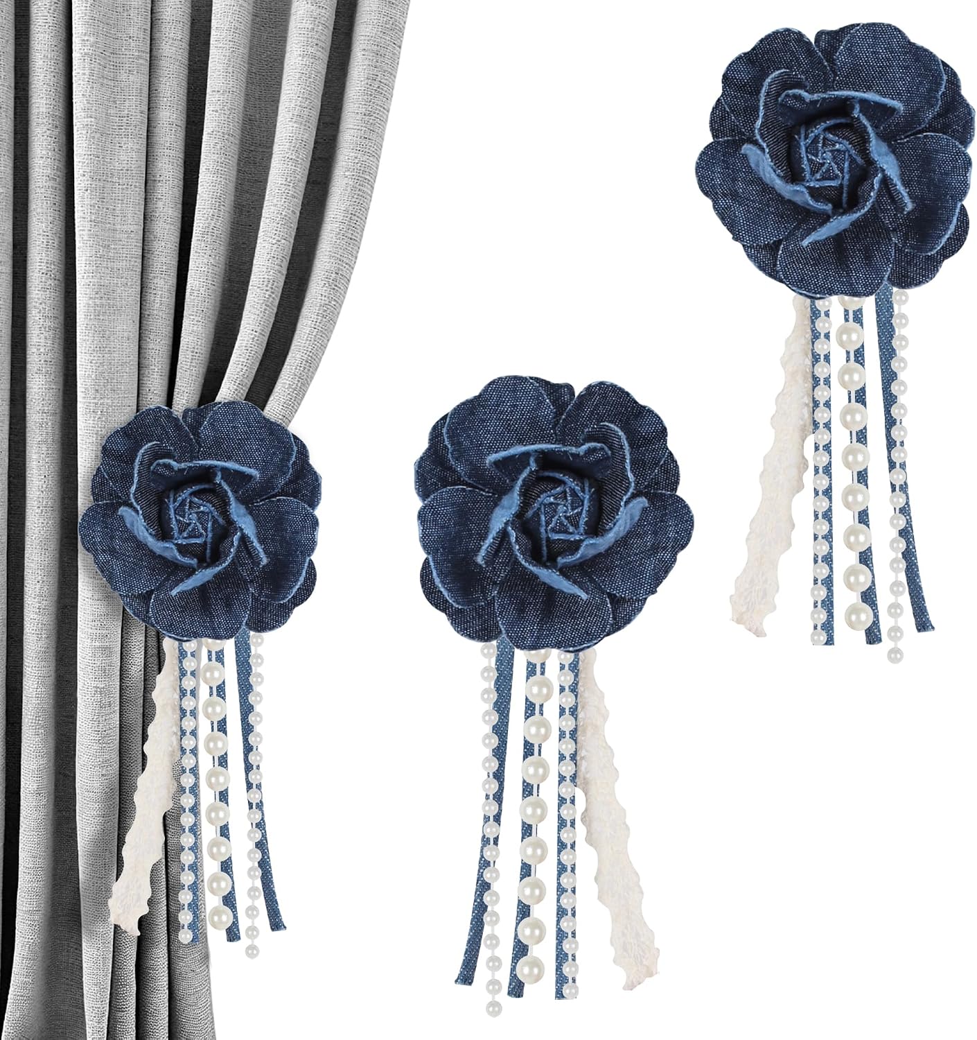 Meplait Flower Curtain Tiebacks, 2 Pack Curtain Holdbacks for Sheer Curtain