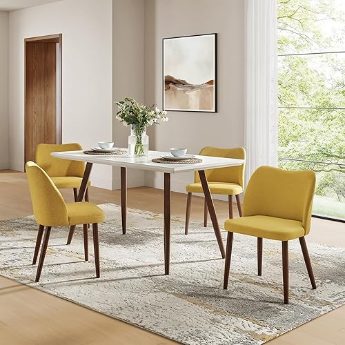 Juego de 4 sillas de comedor, juego de sillas tapizadas para cocina y comedor, silla lateral acentuada moderna con respaldo curvo acolchado y patas