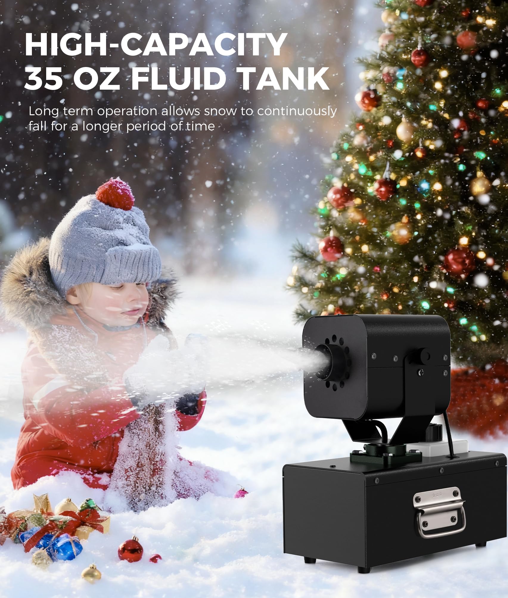 Schneemaschine 1200W, automatische 90° Oszillation | einstellbare Schneemenge & Flockengröße | für Außenbereich, Weihnachten, Hochzeiten, Partys, Bühnen | Schneefallmaschine