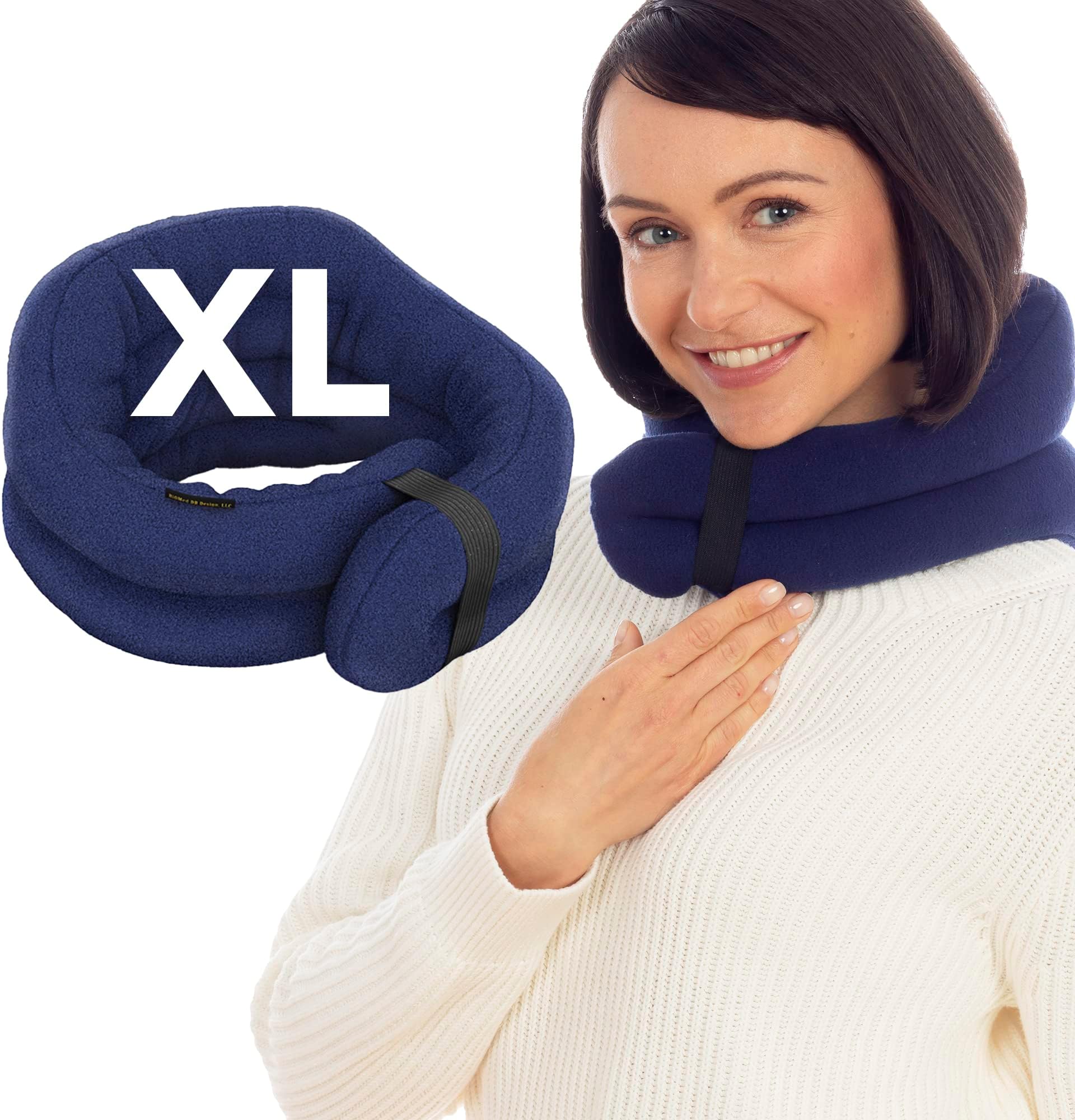 SunnyBay XL Microwave Heating Pad, Microwavable Heated Neck and Shoulder Wrap, Hands-Free Weighted Moist Hot or Cool Pack, Soft Fleece Cover and Flaxseed Filling, 30 Inch Extra-Long Length, Navy