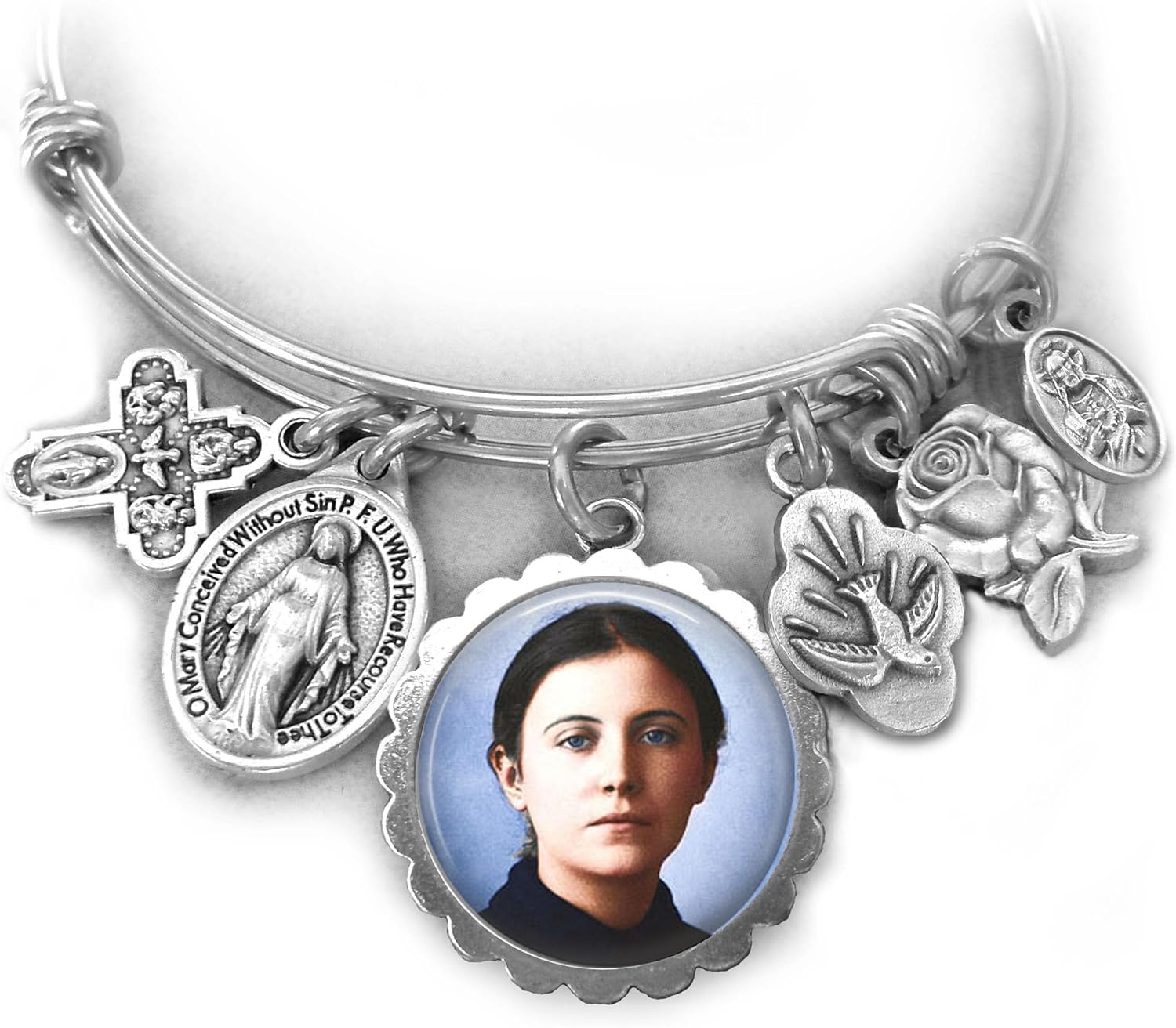 St. Gemma Galgani Bangle Bracelet, Patron Saint Confirmation Gift