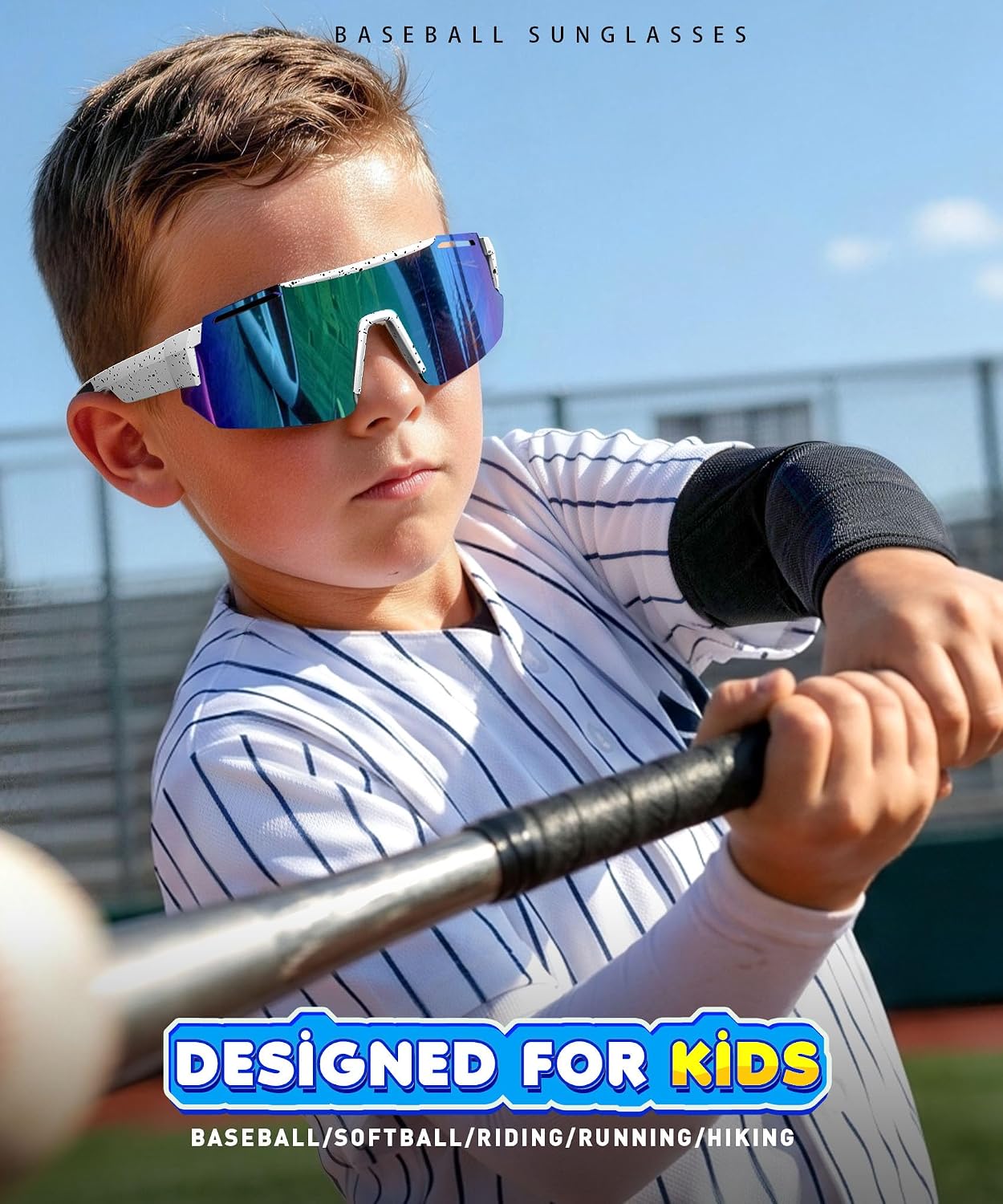 KALIYADI Polarized Youth Baseball Sunglasses: Kids Sunglasses for Boys Girls Sports Cycling Running UV400 Protection Age 6-14