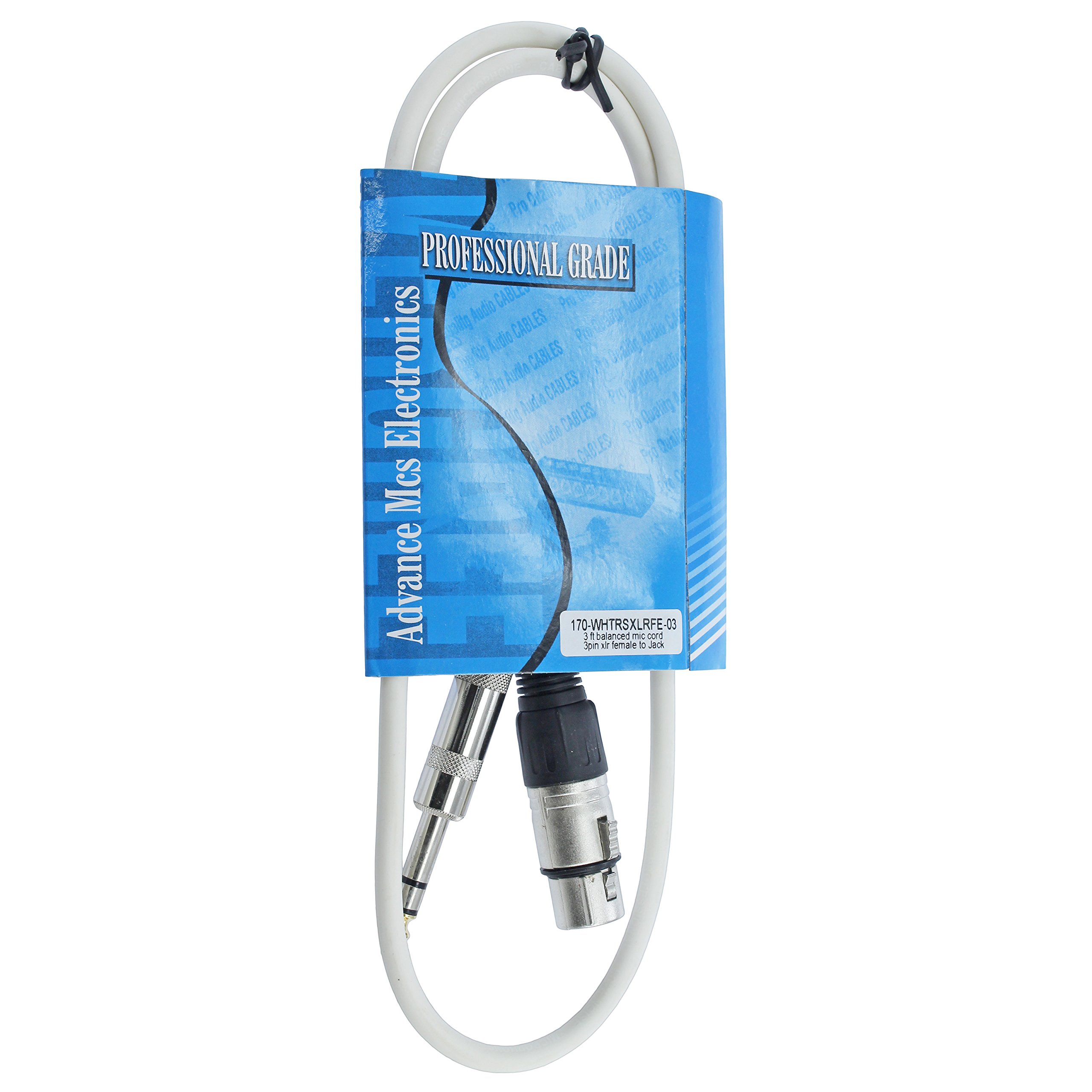 1/10,2 cm TRS na XLR żeński kabel krosowy audio wyważony i ekranowany, biały, 3 ft długi