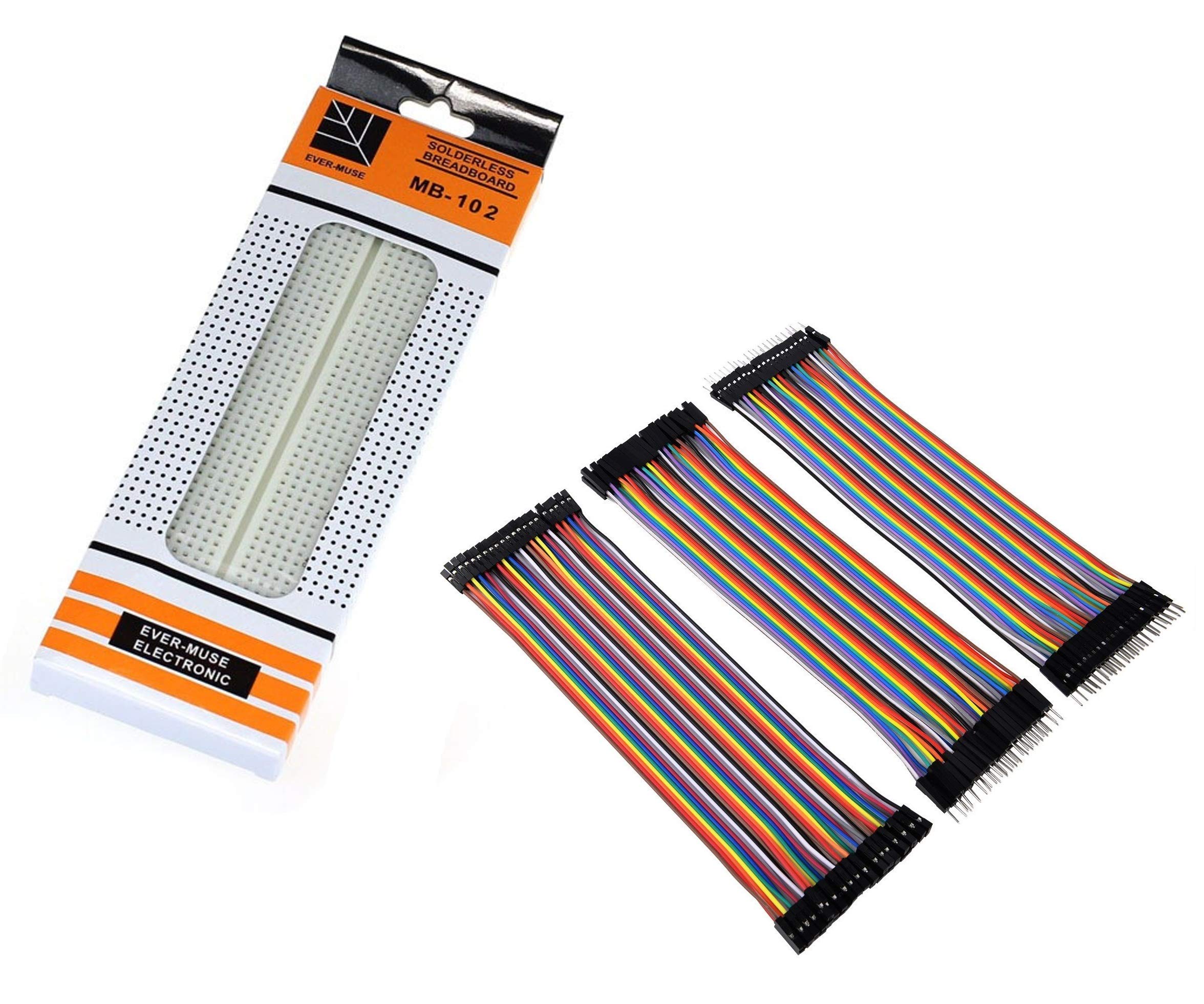 Techleads 840 Points Bread or Solderless Circuit Test Board with Jumper Wires - 120 Pieces | Breadboard Kit For arduino Project (B07N63R54G) Amazon Price History, Amazon Price Tracker