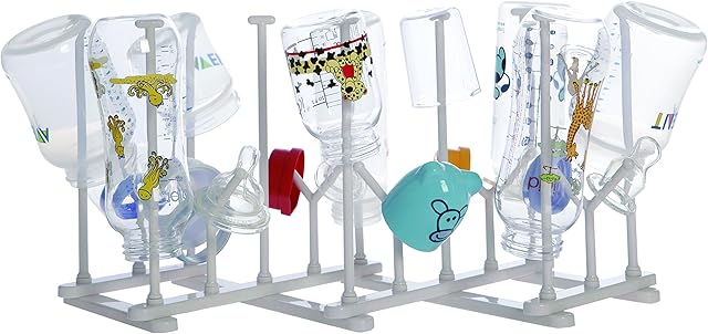 Dreambaby Baby Bottle & Nipple Drying Rack - Foldable & Portable Draining Holder - White - Model F530