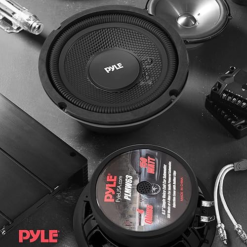 Miniatura 5 de Pyle Subwoofer de bobina de voz única para automóvil, 6.5 pulgadas, 150 vatios a 4 ohmios, subwoofer alimentado por audio para automóvil, cono de