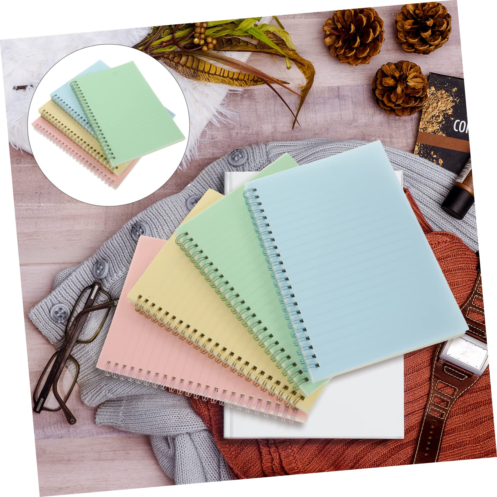 DOITOOL Cuaderno Multifunción A5 Espiral, 4 Unidades, Pp y Papel | Libreta de Notas de Bobina de Oficina, Decoracion Colegio, Cuadernos Espiral para Viaje y Trabajo