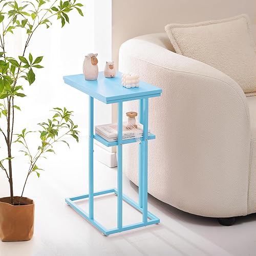 Miniatura 2 de Yoobure Mesa auxiliar en forma de C, mesa auxiliar para sofá y cama, mesa auxiliar pequeña para espacios pequeños, sala de estar, dormitorio, mesa