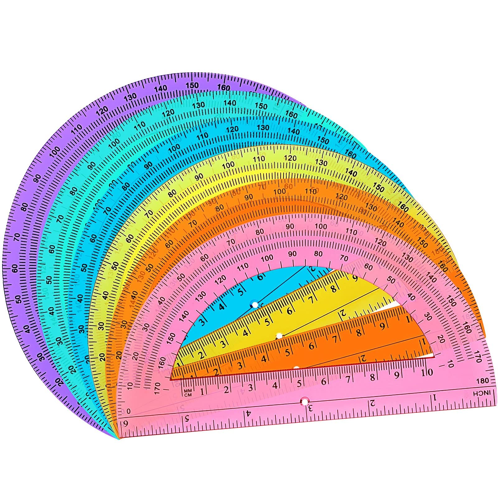 Zonon 200 Stück Mathematik-Winkelmesser aus Kunststoff, 180 Grad, 15,2 cm, durchscheinende Winkelmesser für Geometrie, Winkelmessung, Studenten, Schulbedarf