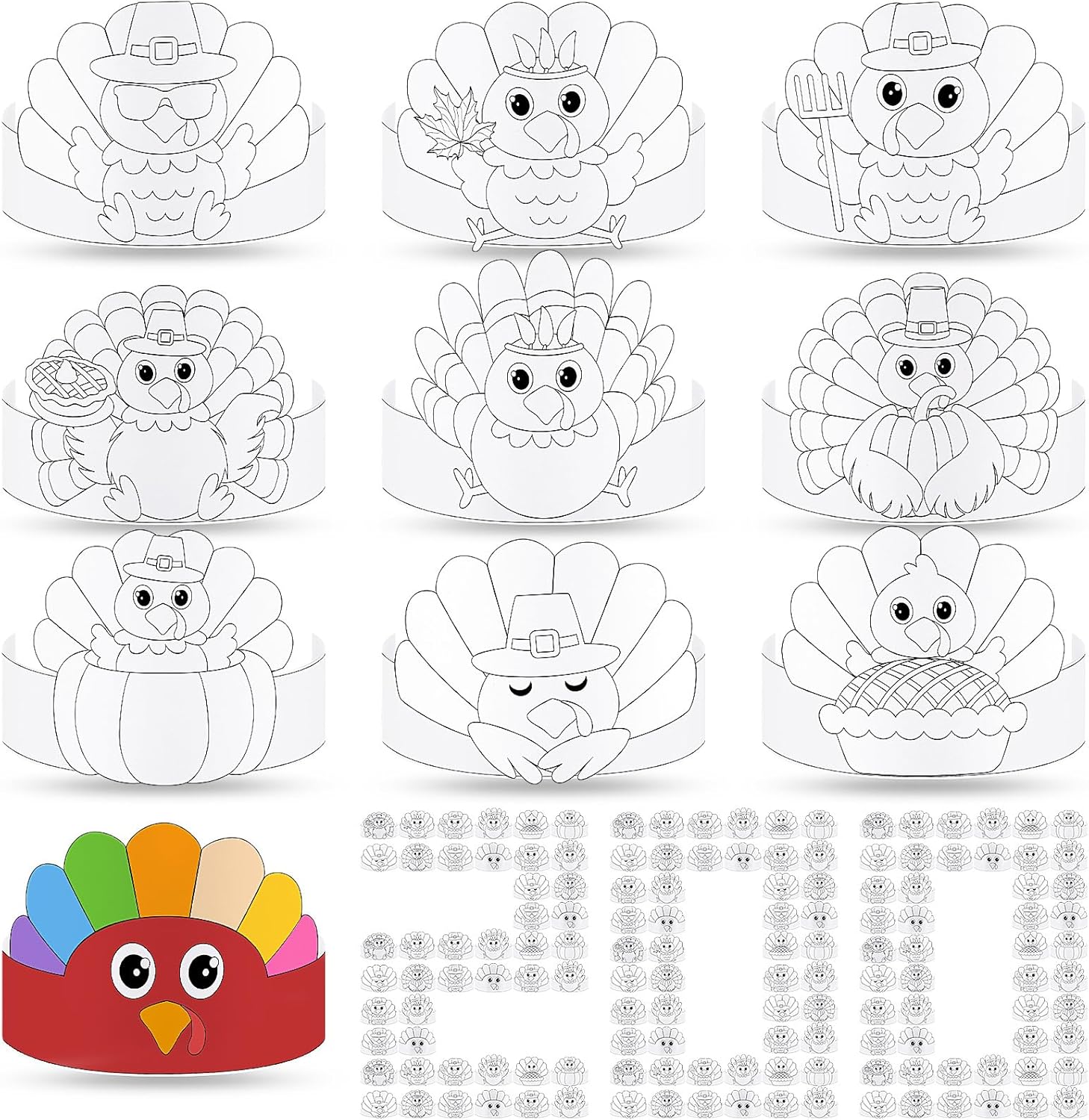 Maitys 200 Pcs Thanksgiving Crafts for Kids Color Your Own