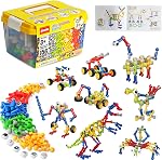 170 Pcs STEM Bâtir des jouets pour les enfants 4-8 ans, Bâtissements Éducatifs Construction Ingénierie Kit de construction pour les âges 3 4 5 6 7 8 9 Année Vieux Jeux Créatifs pour enfants, Cadeaux d'anniversaire de Noël Garçons Filles