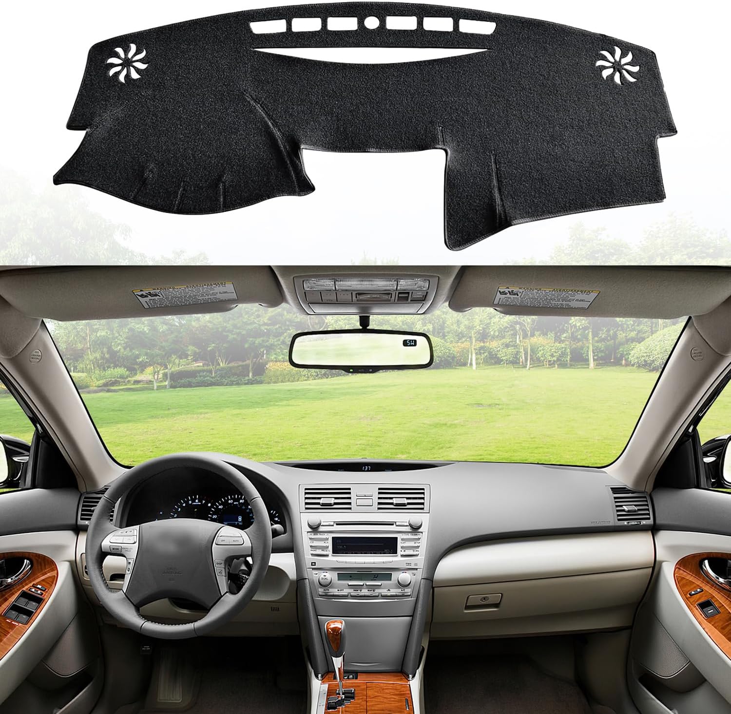 Dashboard Dash Cover Mat for Toyota Camry 2007 2008 2009 2010 2011 Polyester Custom Fit Toyota Camry Accessories Dash Cover (Camry 2007-2011, Black)
