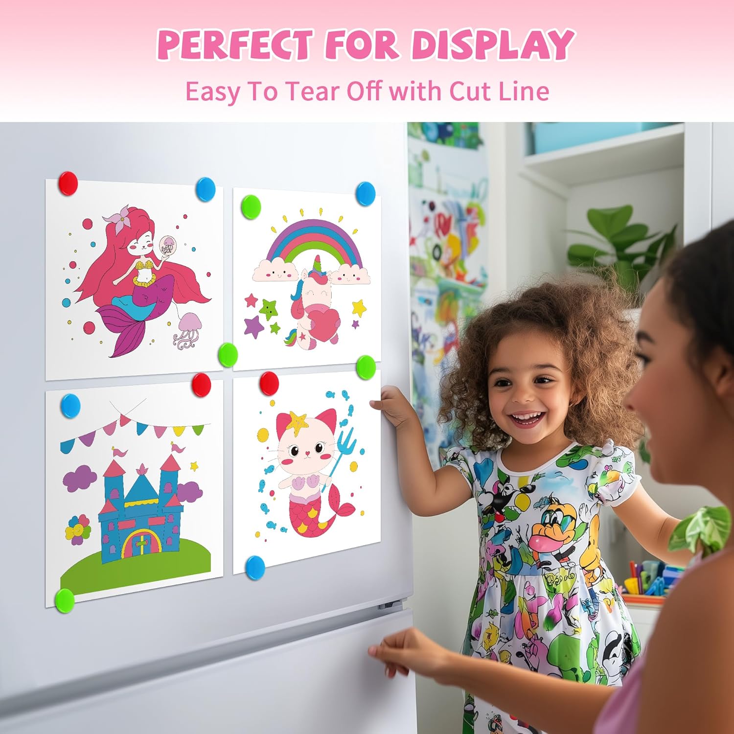 2PCS Paint with Water Books for Kids, Unicorn & Mermaid Watercolor Paint Book Set for Kids,Toddlers Water Color Coloring Painting Drawing Set,Mess Free Toys Gifts for Girls Age 3 4 5 6 7 8