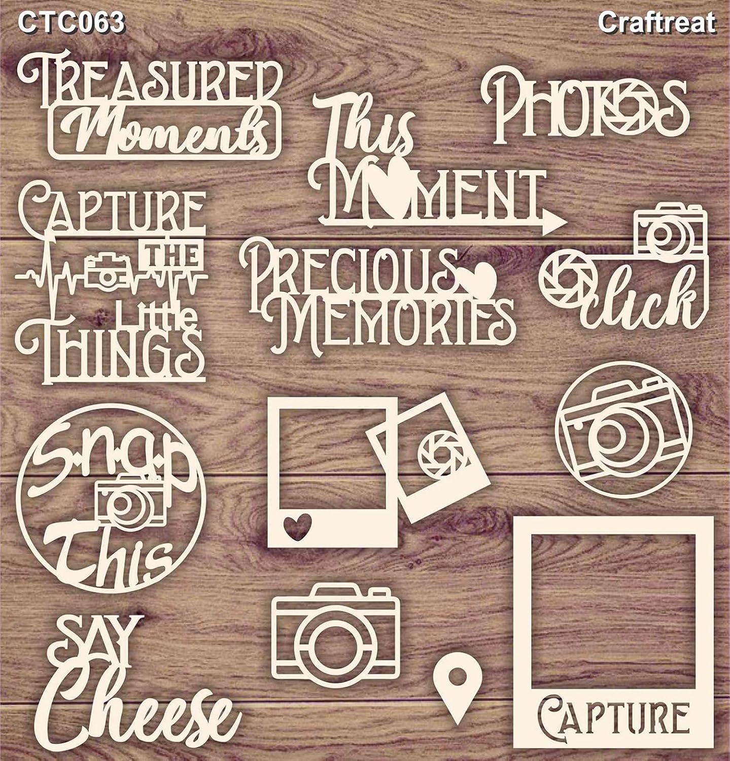 CrafTreat Laser Cut Chipboard Embellishments for Card Making and Scrapbooking - Click Photos - Size: 5.5X6 Inches - Laser Cut Chipboard Embellishments for Crafting : Arts, Crafts & Sewing