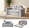 2-in-1 Convertible Sofa Bed, Grey Corded Fabric Loveseat Futon with High-Density Foam, Folding Floor Couch for Small Spaces Light Gray