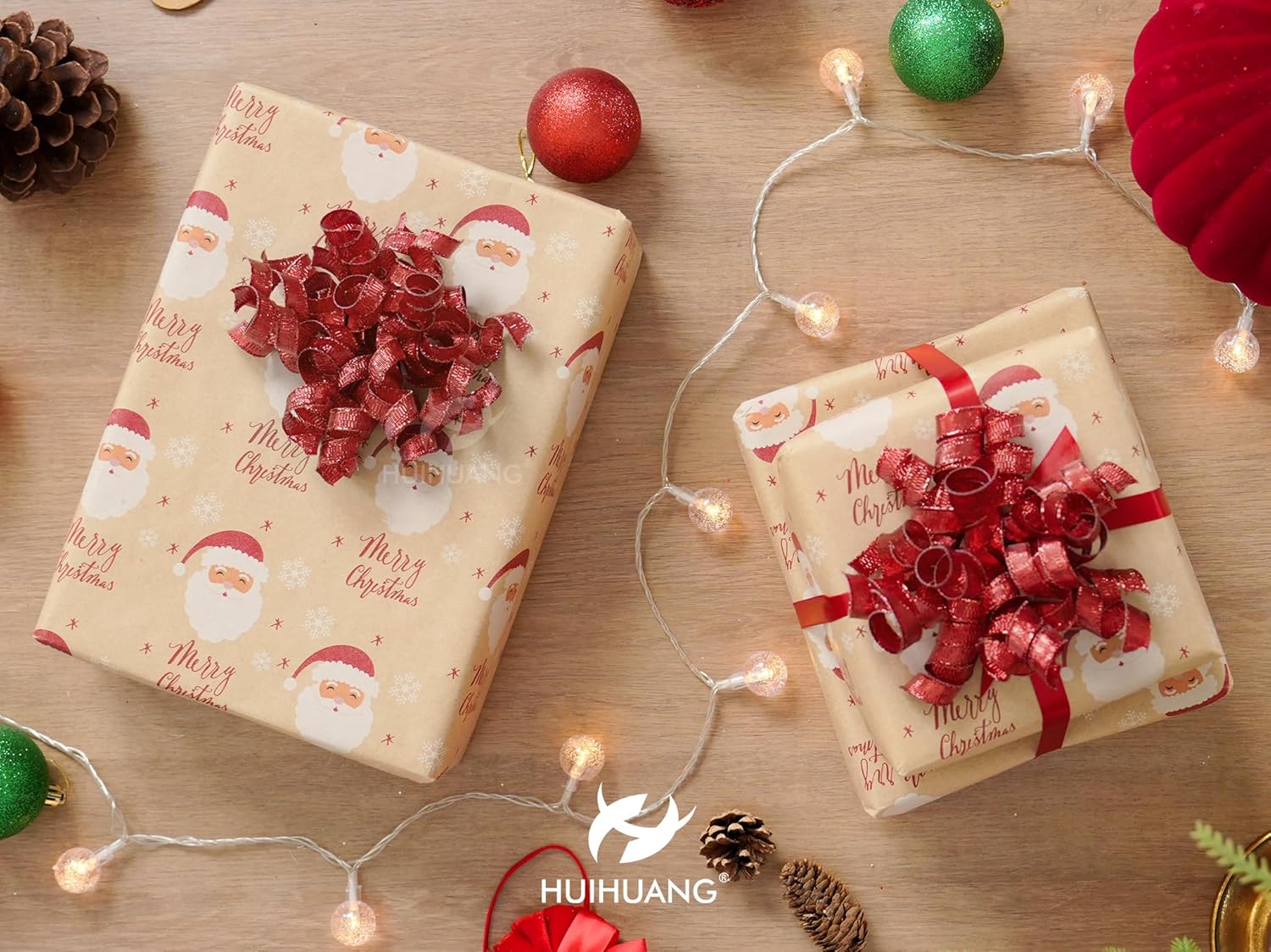 HUIHUANG Red Bows for Gift Wrapping Metallic Burst Curly Ribbon Bows Red Self Adhesive Christmas Gift Bows for Presents, Gift Wrapping, Party Favor, Treat Bags, Crafts, Wedding-5 inch x 6 Counts - Image 3