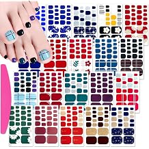 20 Sheets Toe Nail Polish Stickers Full Nail Wraps, Glitter Toenail Polish Strips for Women Self-Adhesive Toes Stickers Polish Gel Nail Strips with File