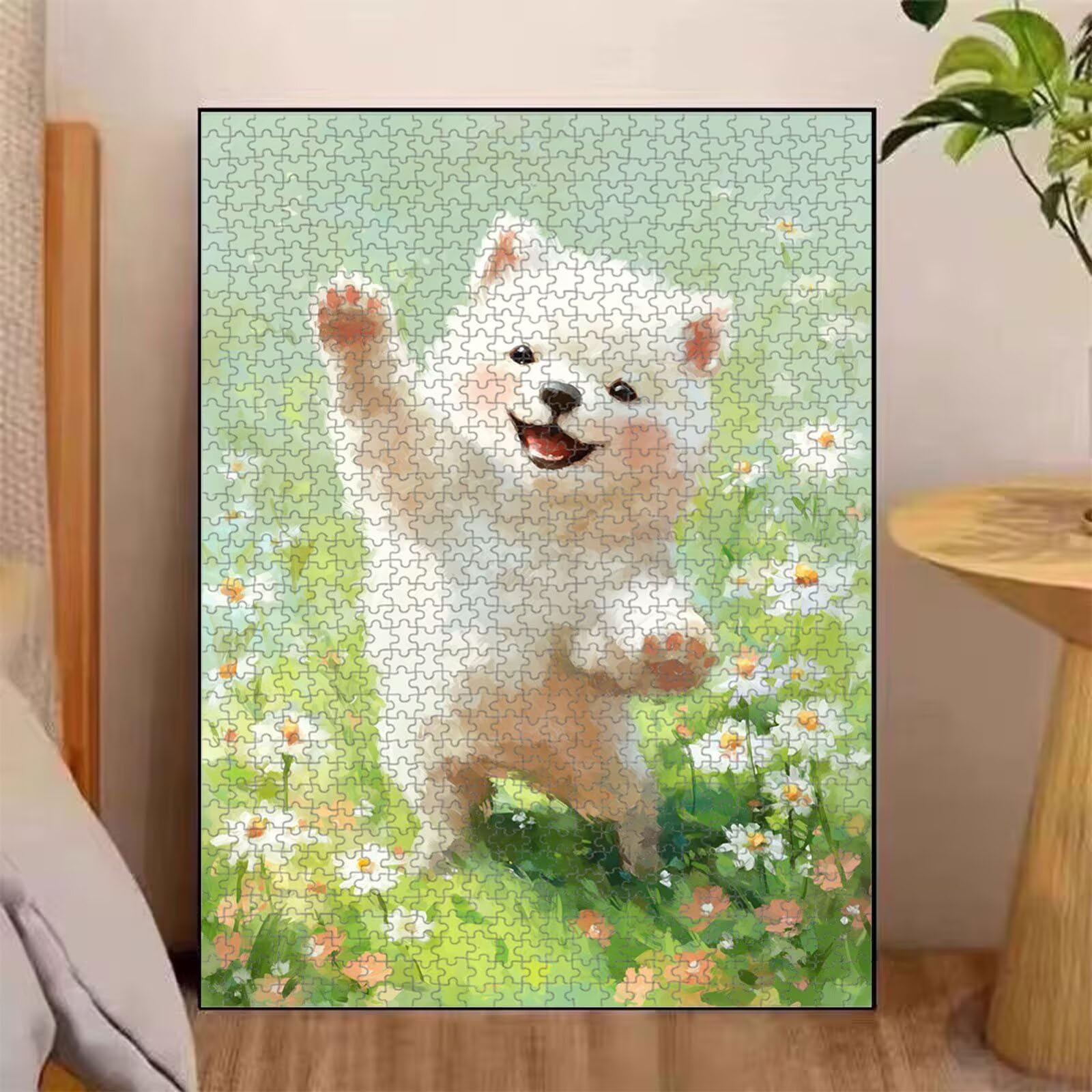 1000 elementów, puzzle dla dorosłych, urocze i psie drewniane puzzle 1T#2450 | Drewniana konstrukcja, precyzyjne cięcie, jasne kolory, statyczne hobby, relaks, dekoracja domu, prezent, 50 x 75 cm