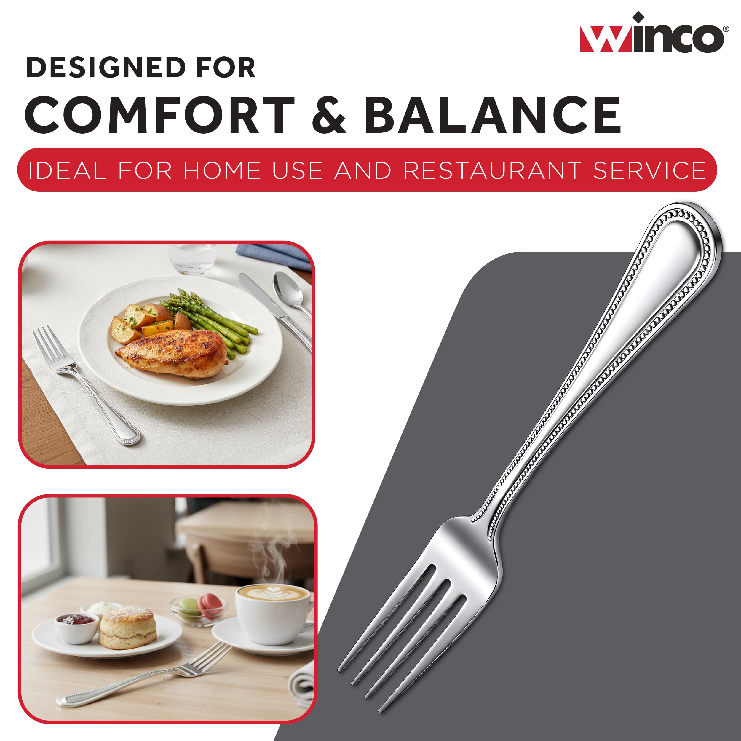 Winco 12-Piece Dots Dinner Fork Set, 18-0 Stainless Steel,Silver — Amazon image 6