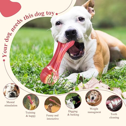 Miniatura 5 de Juguetes indestructibles para perros masticadores agresivos de raza media, huesos de perro resistentes para masticadores agresivos, juguetes