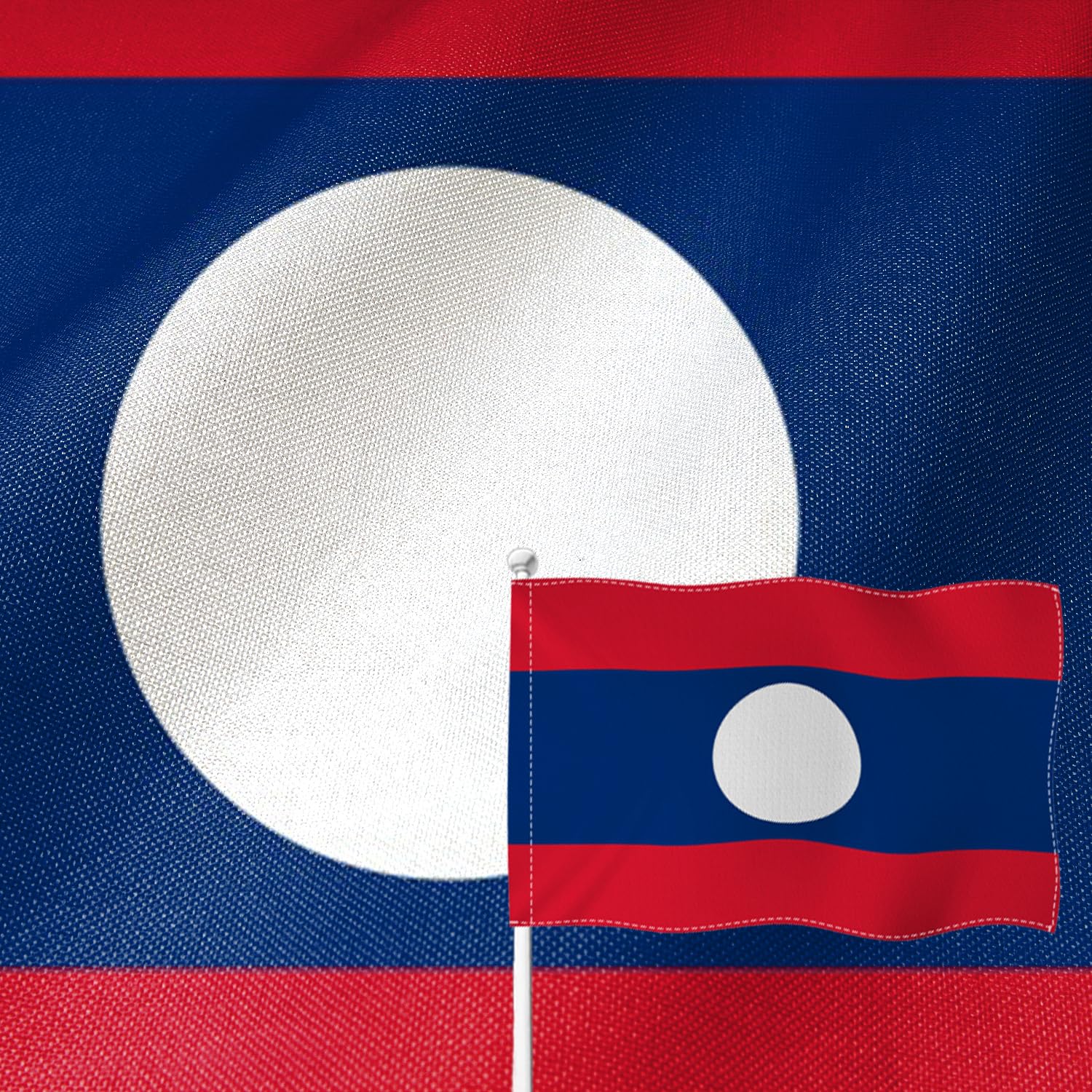 Drapeau du Laos double face résistant aux UV et intempéries avec coutures renforcées - 8