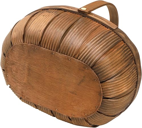 Miniatura 3 de Lawei Paquete de 3 cestas de pan de mimbre, cesta de picnic de virutas de madera con asas, cesta de almacenamiento de frutas tejidas a mano para