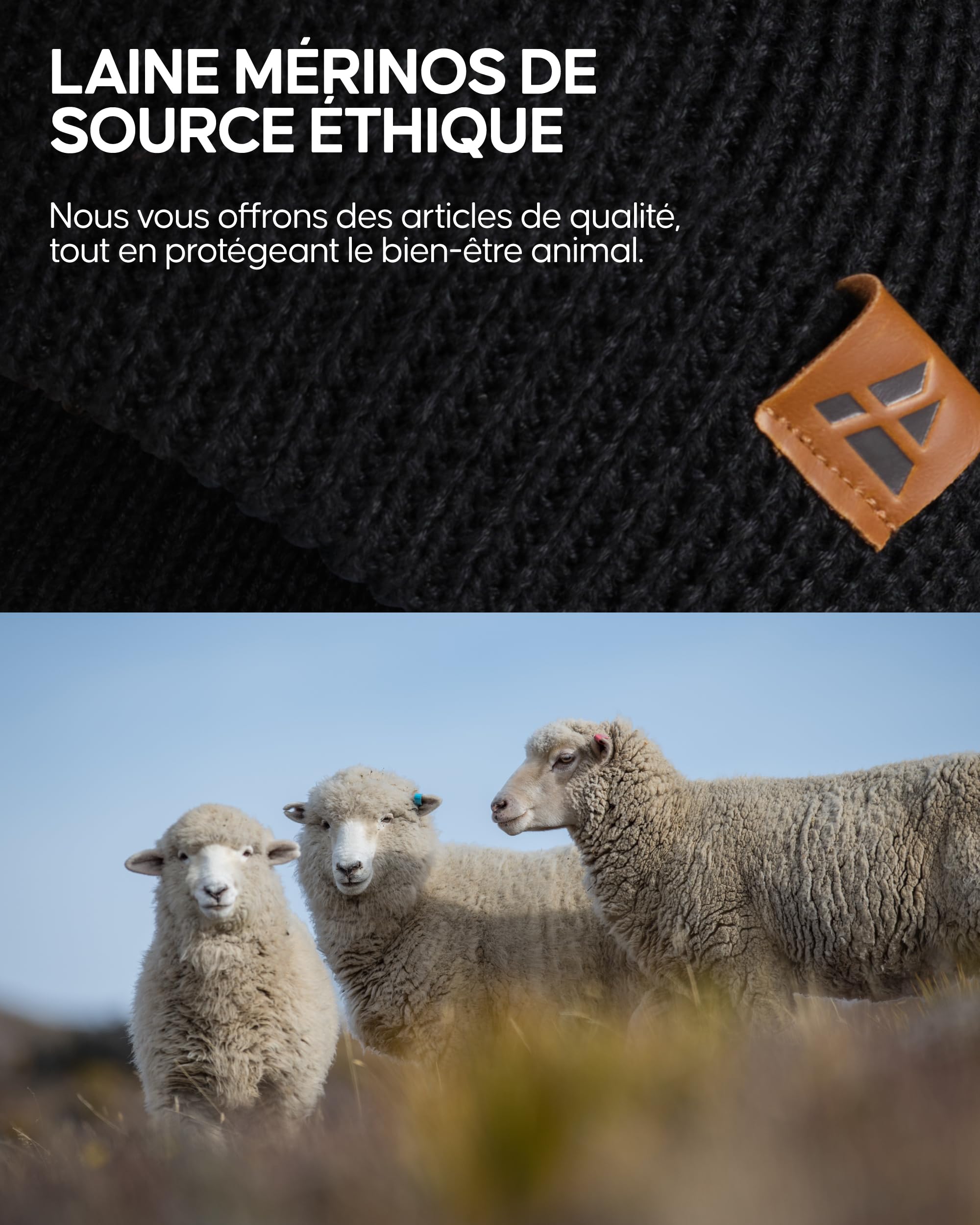 DANISH ENDURANCE Bonnet en Laine Mérinos, Bonnet Thermique Automne-Hiver, Bonnet de Pêcheur, pour Hommes et Femmes