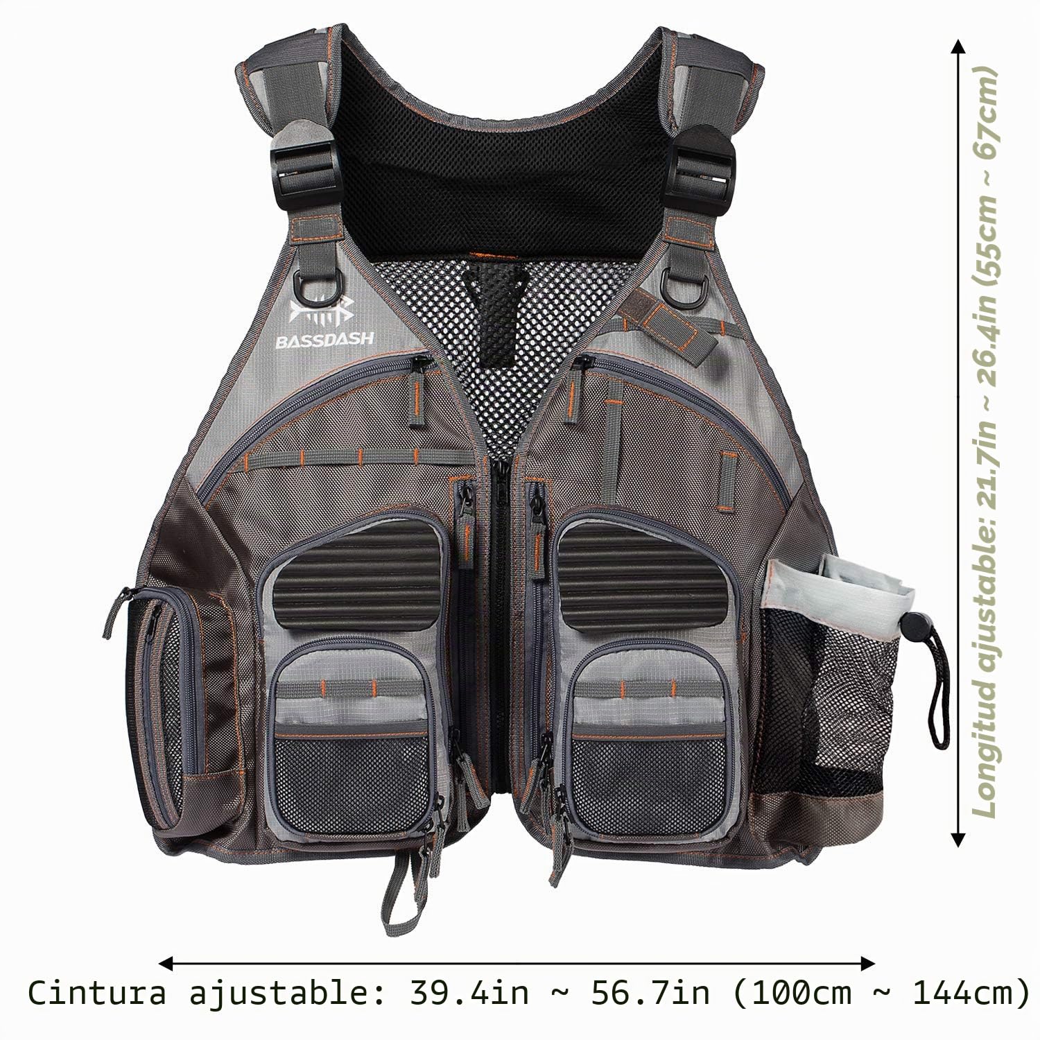 Bassdash Chaleco de Pesca Ajustable para Hombres y Mujeres Chaleco de Pesca para Pesca con Mosca y Actividades al Aire Libre