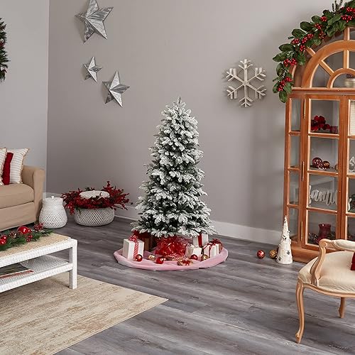 Miniatura 10 de Nearly Natural Árbol de Navidad artificial de abeto de Carolina del Norte de 5 pies con 350 luces blancas cálidas y 1247 ramas flexibles