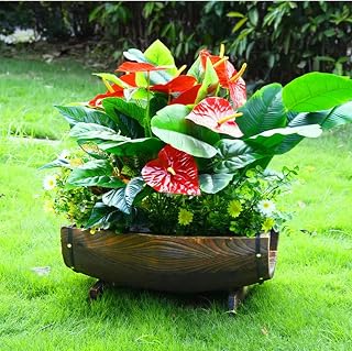 2 Pcs Wooden Whiskey Barrel Vase Vintage Flower Vase Container Rustic Half Barrel Planter for Wedding Reception Table Decoration Home Indoor Outdoor Garden Kitchen Party Table Decoration